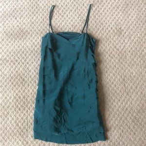 Green satin dress